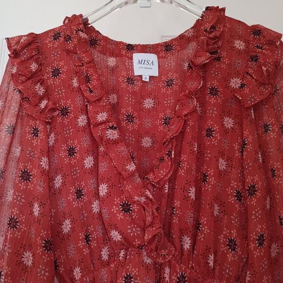Misa Los Angeles Veruka Red Floral Mini Dress S - Picture 9 of 16